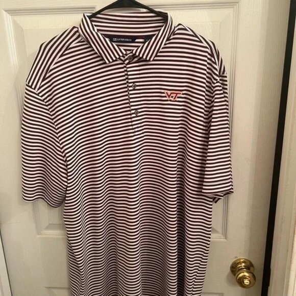 Cutter & Buck Virginia Tech Striped Polo with Logo - Picture 1 of 3